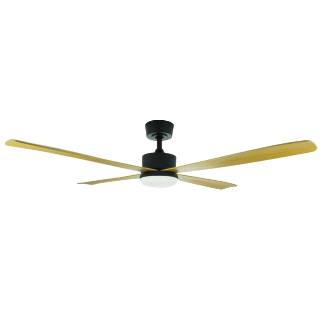 Ventilador de techo simple de cuatro hojas de color de grano de madera con control remoto